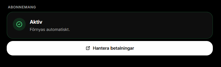 Ett aktivt abonnemang med texten Aktiv